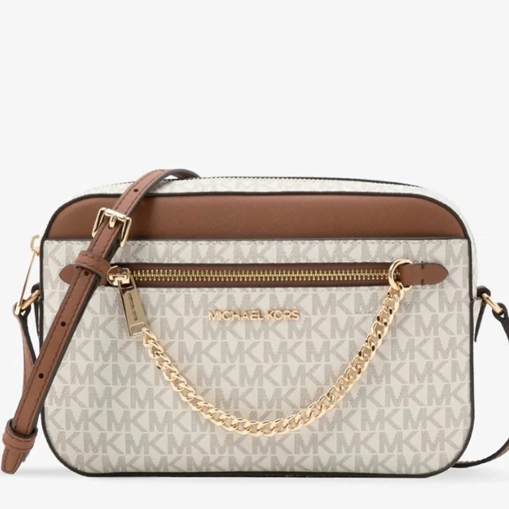 New Michael Kors Jet Set Large Logo Crossbody Bag